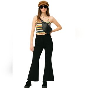 A.L.C. Black Flare Pants With Side Slits 70s Bell Bottom Wide Leg Neutral